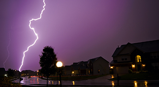 Thunderstorm over neighborhood